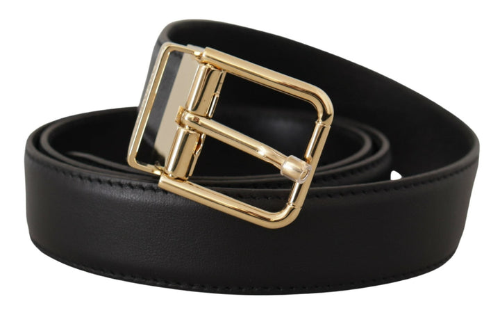  - Dolce & Gabbana Elegant Black Leather Belt with Metal Buckle - BEL8525 - 90 - Ask Me Wear