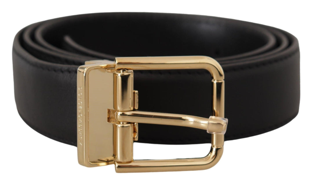  - Dolce & Gabbana Elegant Black Leather Belt with Metal Buckle - BEL8525 - 90 - Ask Me Wear