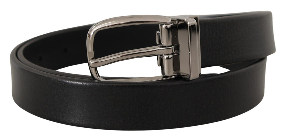  - Dolce & Gabbana Elegant Black Leather Belt with Metal Buckle - BEL8533 - 80 - Ask Me Wear