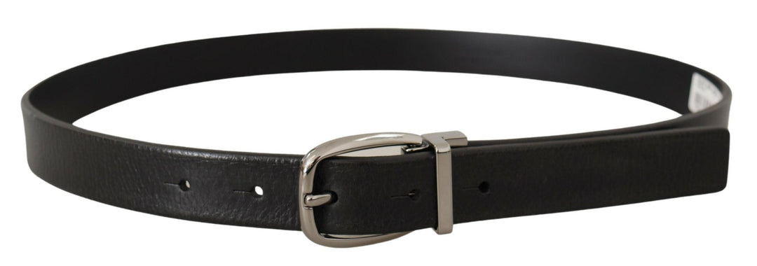  - Dolce & Gabbana Elegant Black Leather Belt with Metal Buckle - BEL8533 - 80 - Ask Me Wear