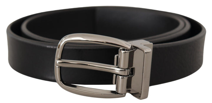  - Dolce & Gabbana Elegant Black Leather Belt with Metal Buckle - BEL8535 - 80 - Ask Me Wear