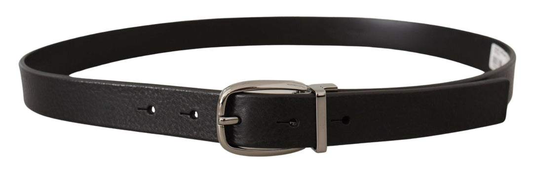  - Dolce & Gabbana Elegant Black Leather Belt with Metal Buckle - BEL8535 - 80 - Ask Me Wear