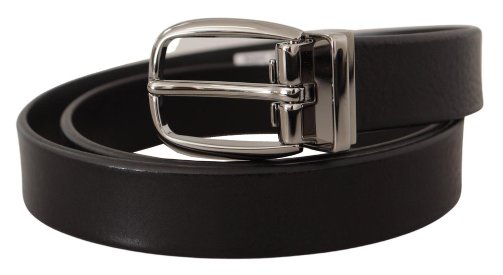  - Dolce & Gabbana Elegant Black Leather Belt with Metal Buckle - BEL8535 - 80 - Ask Me Wear