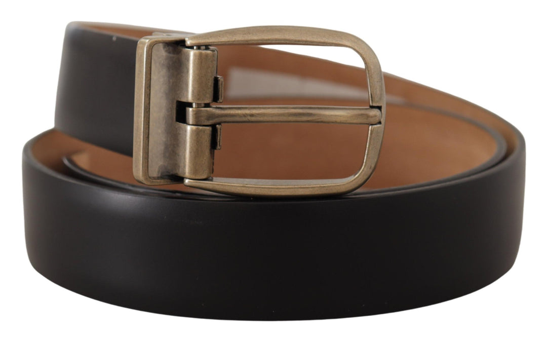  - Dolce & Gabbana Elegant Black Leather Belt with Metal Buckle - BEL8538 - 85 - Ask Me Wear