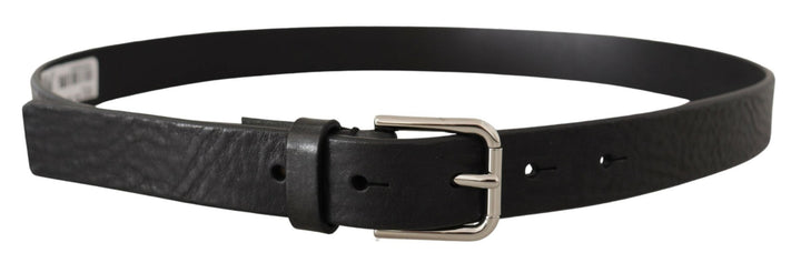  - Dolce & Gabbana Elegant Black Leather Belt with Metal Buckle - BEL8567 - 80 - Ask Me Wear