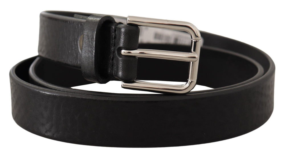  - Dolce & Gabbana Elegant Black Leather Belt with Metal Buckle - BEL8567 - 80 - Ask Me Wear