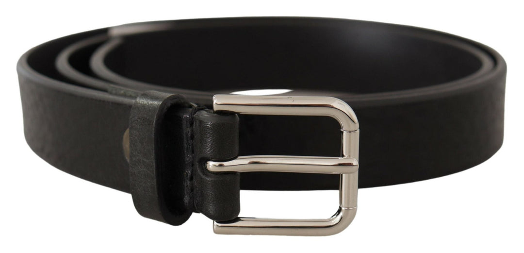  - Dolce & Gabbana Elegant Black Leather Belt with Metal Buckle - BEL8567 - 80 - Ask Me Wear