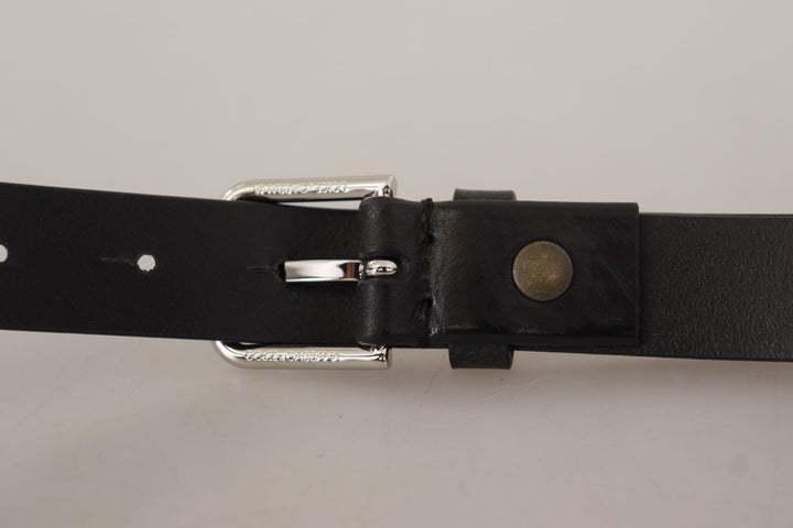  - Dolce & Gabbana Elegant Black Leather Belt with Metal Buckle - BEL8567 - 80 - Ask Me Wear