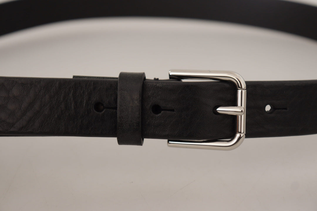  - Dolce & Gabbana Elegant Black Leather Belt with Metal Buckle - BEL8567 - 80 - Ask Me Wear