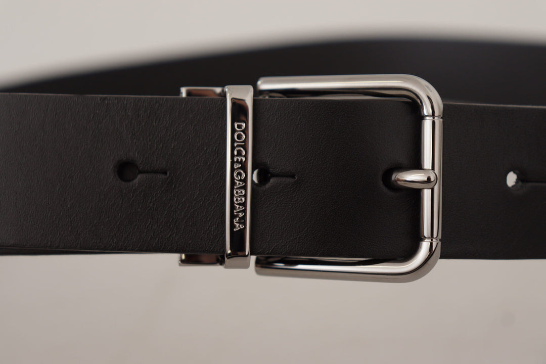  - Dolce & Gabbana Elegant Black Leather Belt with Metal Buckle - BEL8568 - 85 - Ask Me Wear