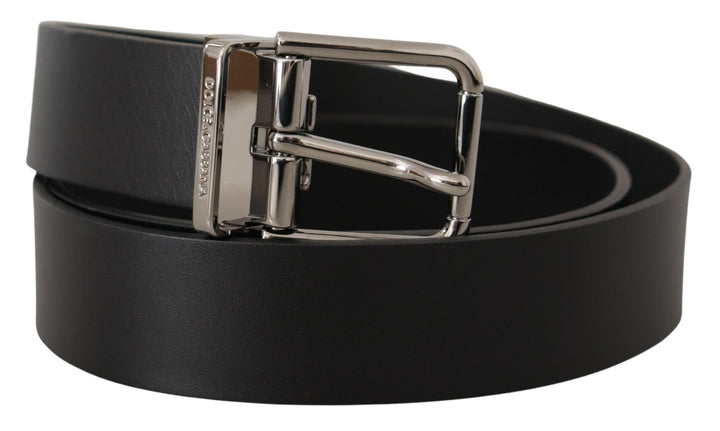  - Dolce & Gabbana Elegant Black Leather Belt with Metal Buckle - BEL8568 - 85 - Ask Me Wear