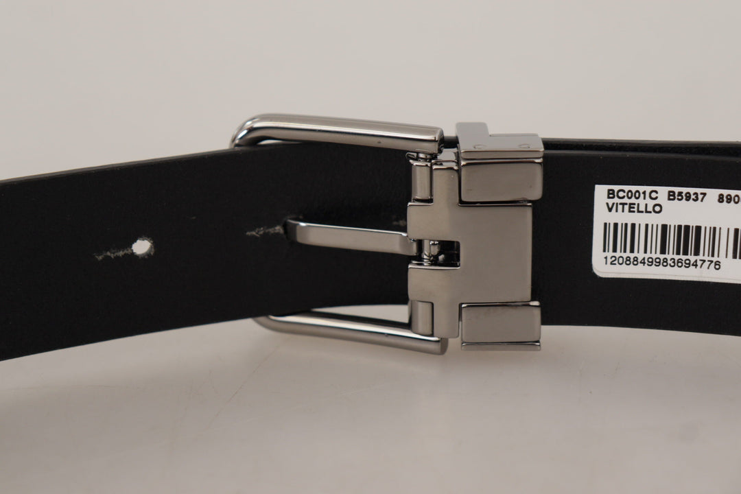  - Dolce & Gabbana Elegant Black Leather Belt with Metal Buckle - BEL8568 - 85 - Ask Me Wear