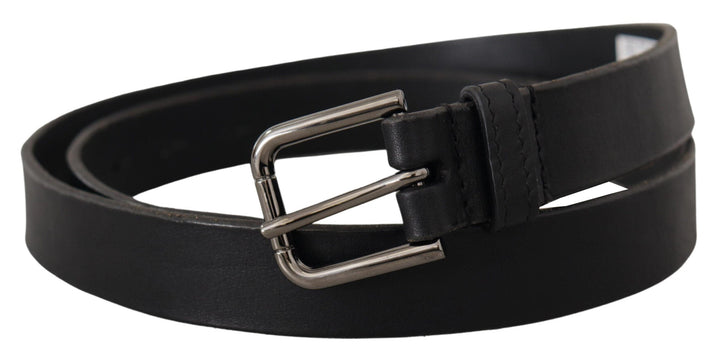  - Dolce & Gabbana Elegant Black Leather Belt with Metal Buckle - BEL8575 - 90 - Ask Me Wear