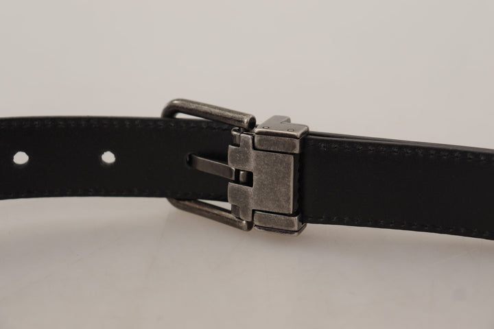  - Dolce & Gabbana Elegant Black Leather Belt with Metal Buckle - BEL8583 - 85 - Ask Me Wear