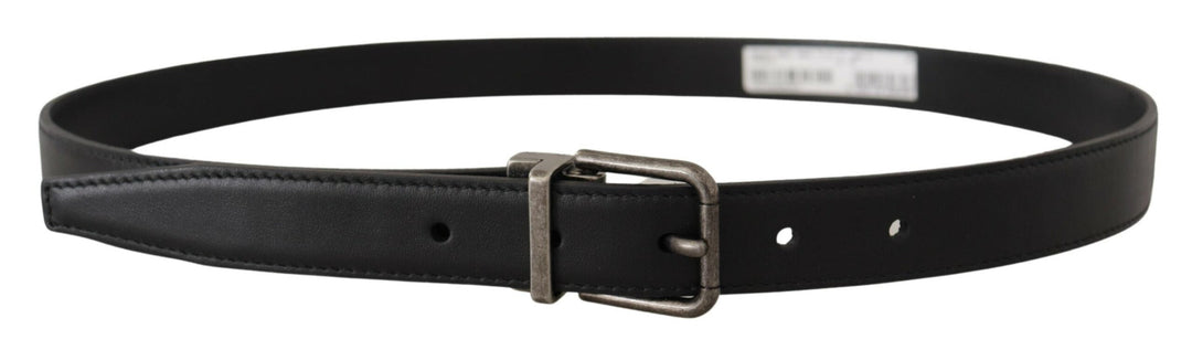  - Dolce & Gabbana Elegant Black Leather Belt with Metal Buckle - BEL8583 - 85 - Ask Me Wear