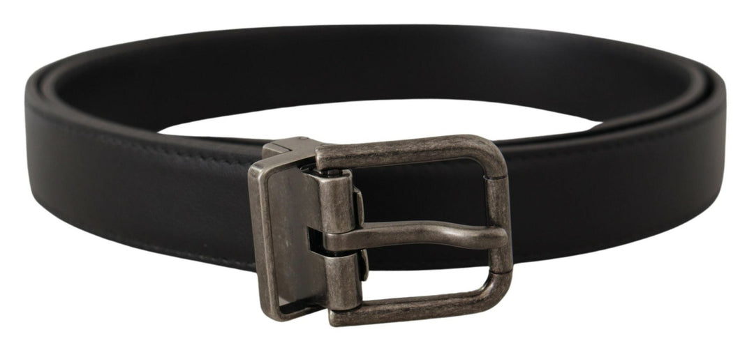  - Dolce & Gabbana Elegant Black Leather Belt with Metal Buckle - BEL8583 - 85 - Ask Me Wear