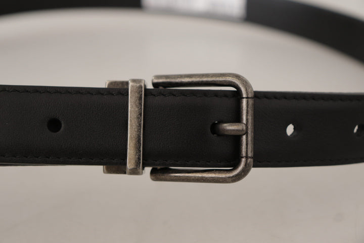  - Dolce & Gabbana Elegant Black Leather Belt with Metal Buckle - BEL8583 - 85 - Ask Me Wear