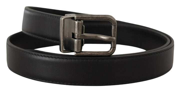  - Dolce & Gabbana Elegant Black Leather Belt with Metal Buckle - BEL8583 - 85 - Ask Me Wear