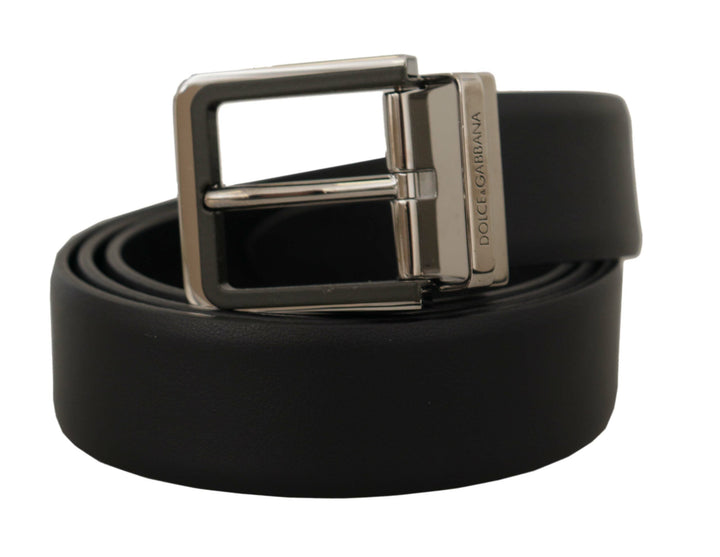  - Dolce & Gabbana Elegant Black Leather Belt with Metal Buckle - BEL8591 - 90 - Ask Me Wear