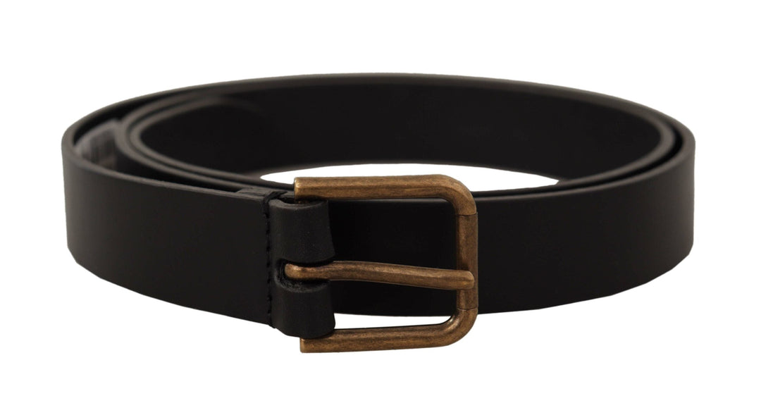  - Dolce & Gabbana Elegant Black Leather Belt with Metal Buckle - BEL8599 - 90 - Ask Me Wear