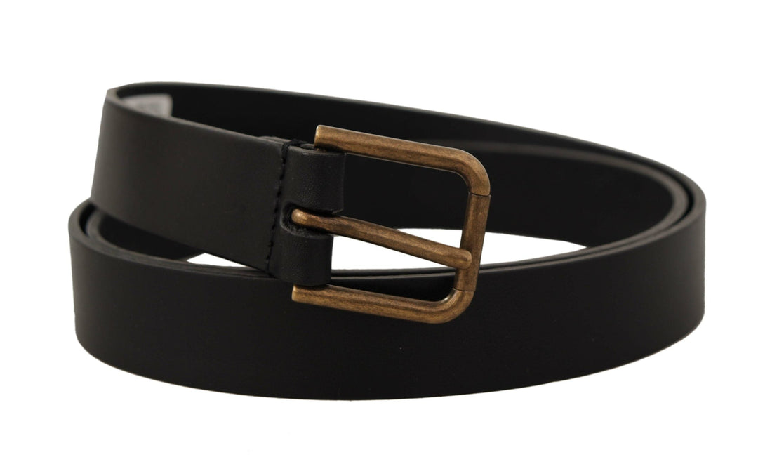  - Dolce & Gabbana Elegant Black Leather Belt with Metal Buckle - BEL8599 - 90 - Ask Me Wear