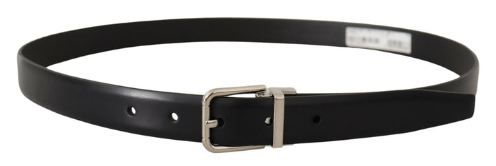  - Dolce & Gabbana Elegant Black Leather Belt with Metal Buckle - BEL8638# - Ask Me Wear