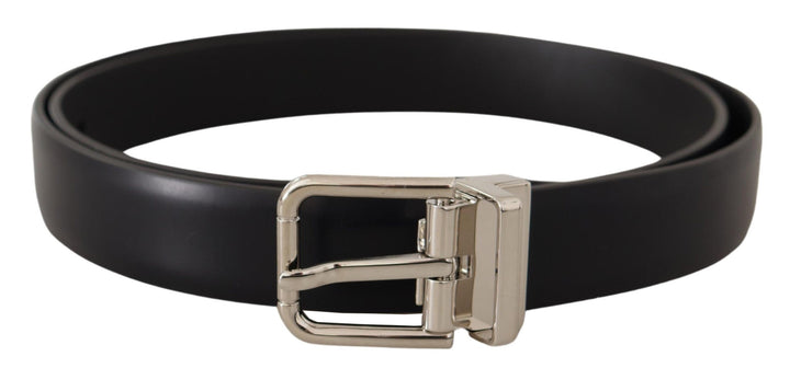  - Dolce & Gabbana Elegant Black Leather Belt with Metal Buckle - BEL8638# - Ask Me Wear