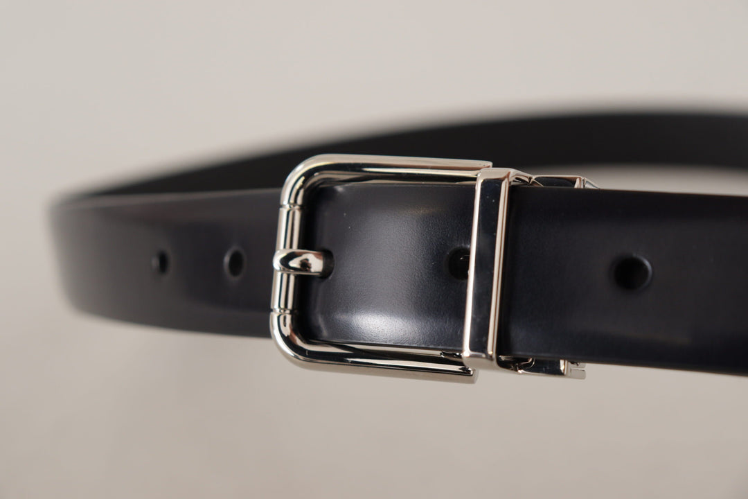  - Dolce & Gabbana Elegant Black Leather Belt with Metal Buckle - BEL8638# - Ask Me Wear