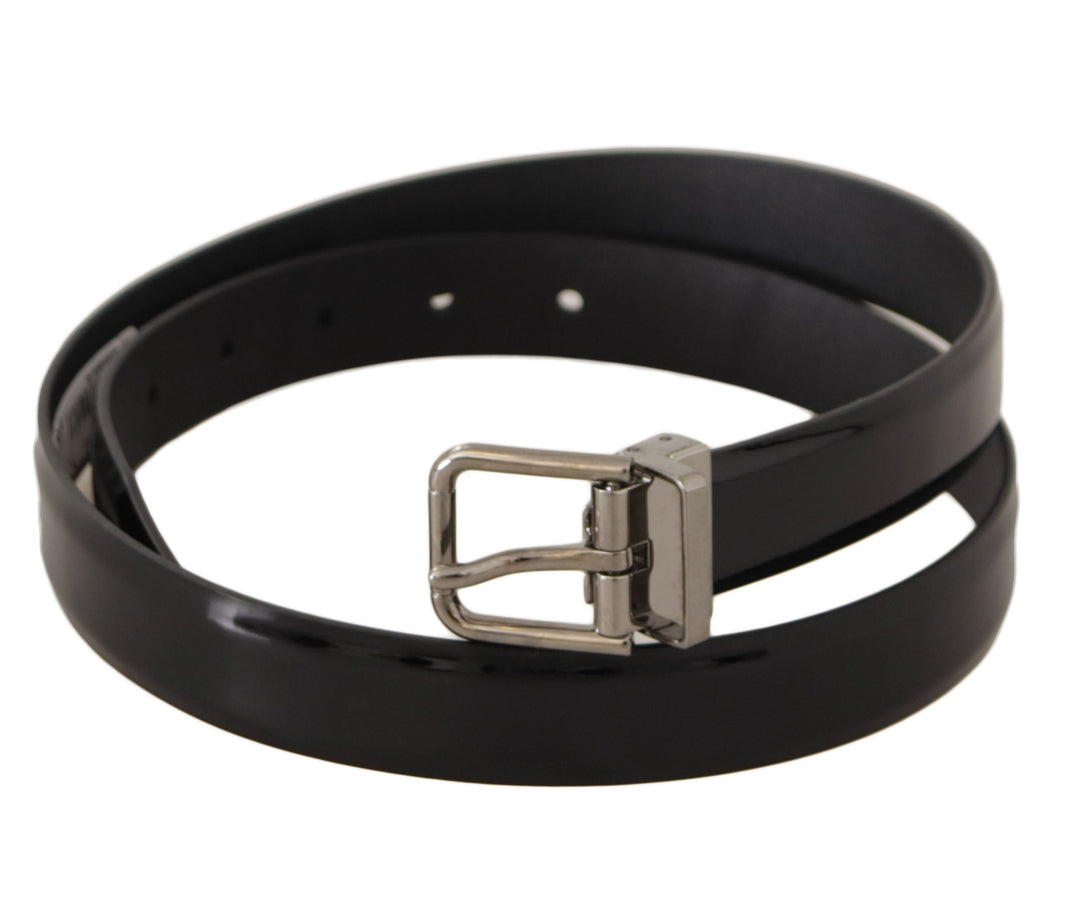  - Dolce & Gabbana Elegant Black Leather Belt with Metal Buckle - BEL8644 - 85 - Ask Me Wear