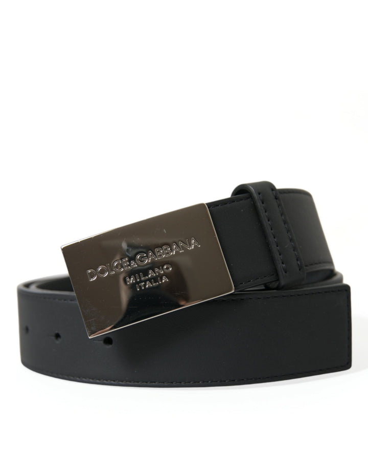  - Dolce & Gabbana Elegant Black Leather Belt with Metal Buckle - BEL9035 - 80 - Ask Me Wear