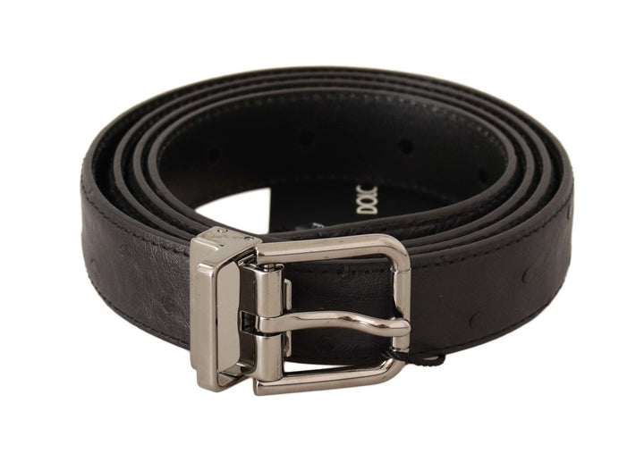  - Dolce & Gabbana Elegant Black Leather Belt with Silver Buckle - BEL8289 - 105 - Ask Me Wear