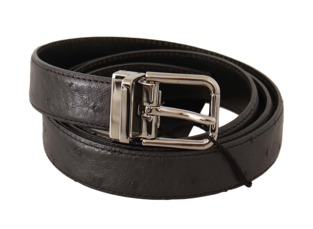  - Dolce & Gabbana Elegant Black Leather Belt with Silver Buckle - BEL8289 - 105 - Ask Me Wear