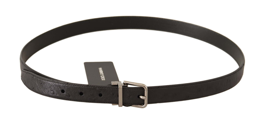  - Dolce & Gabbana Elegant Black Leather Belt with Silver Buckle - BEL8289 - 105 - Ask Me Wear