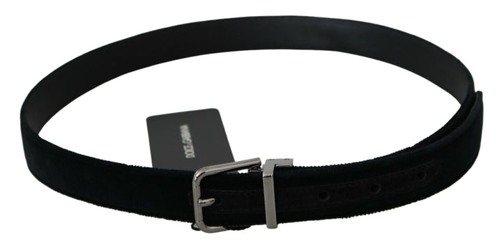  - Dolce & Gabbana Elegant Black Leather Belt with Velvet Interior - BEL60335 - 80 - Ask Me Wear