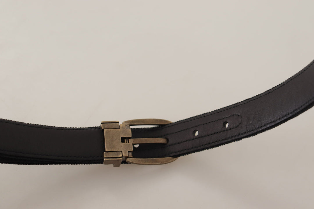  - Dolce & Gabbana Elegant Black Leather Designer Belt - BEL8681 - 95 - Ask Me Wear