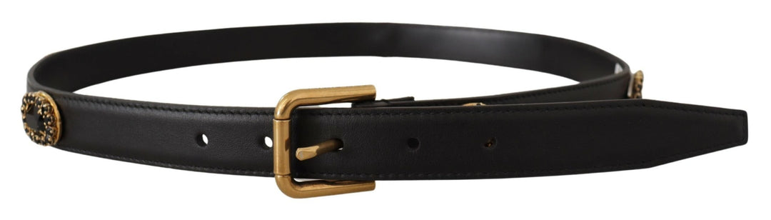  - Dolce & Gabbana Elegant Black Leather Logo Belt - BEL8618 - 85 - Ask Me Wear