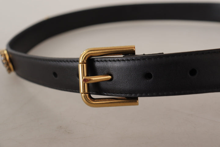  - Dolce & Gabbana Elegant Black Leather Logo Belt - BEL8618 - 85 - Ask Me Wear