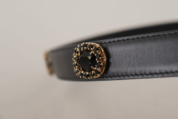  - Dolce & Gabbana Elegant Black Leather Logo Belt - BEL8618 - 85 - Ask Me Wear