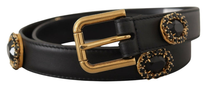  - Dolce & Gabbana Elegant Black Leather Logo Belt - BEL8618 - 85 - Ask Me Wear