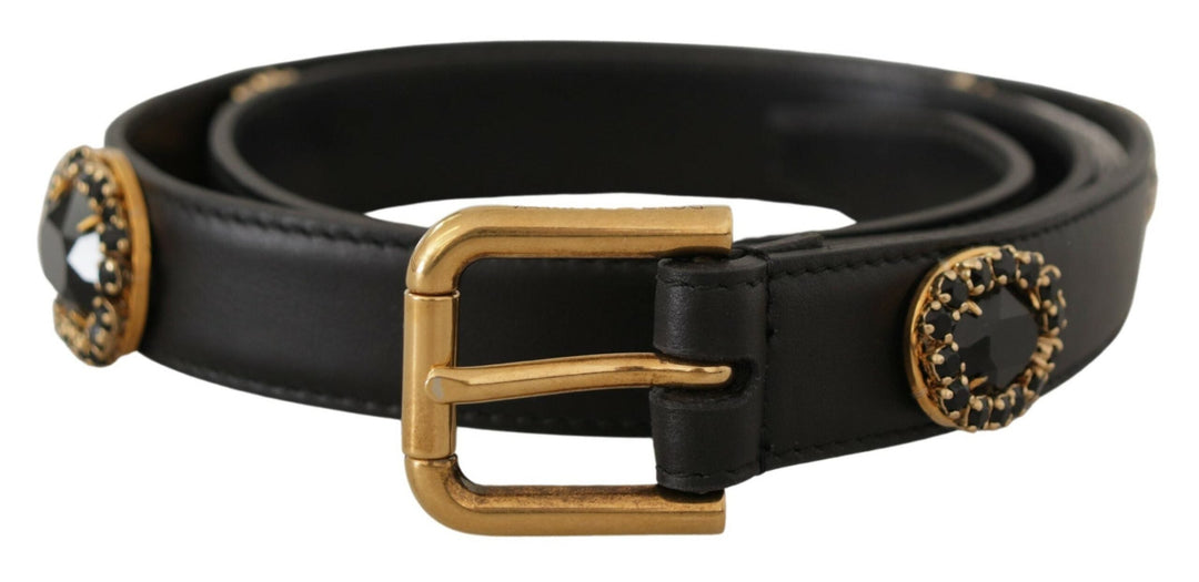  - Dolce & Gabbana Elegant Black Leather Logo Belt - BEL8618 - 85 - Ask Me Wear