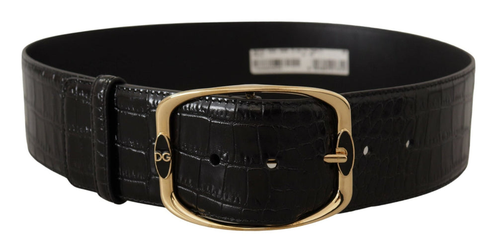  - Dolce & Gabbana Elegant Black Leather Logo Belt - WMB138 - 75 - Ask Me Wear