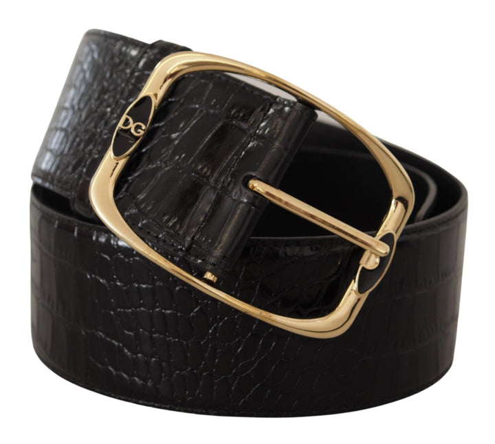  - Dolce & Gabbana Elegant Black Leather Logo Belt - WMB138 - 75 - Ask Me Wear