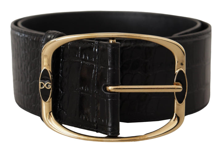  - Dolce & Gabbana Elegant Black Leather Logo Belt - WMB138 - 75 - Ask Me Wear