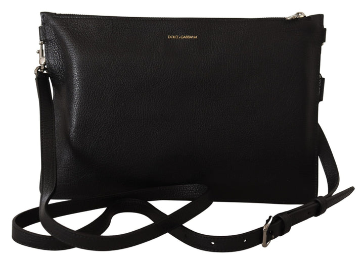  - Dolce & Gabbana Elegant Black Leather Sling Shoulder Bag - VAS12533 - Ask Me Wear