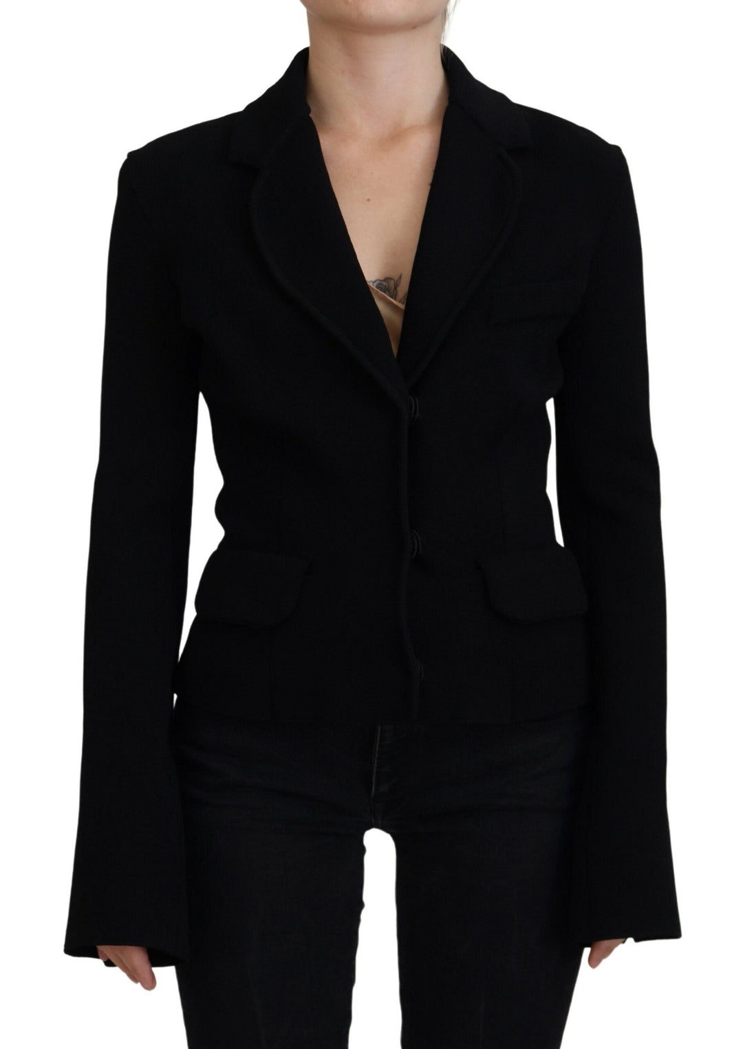  - Dolce & Gabbana Elegant Black Long Sleeve Jacket - JKT3553 - 38 - Ask Me Wear