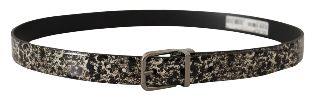  - Dolce & Gabbana Elegant Black Marble Print Leather Belt - BEL8440 - 90 - Ask Me Wear