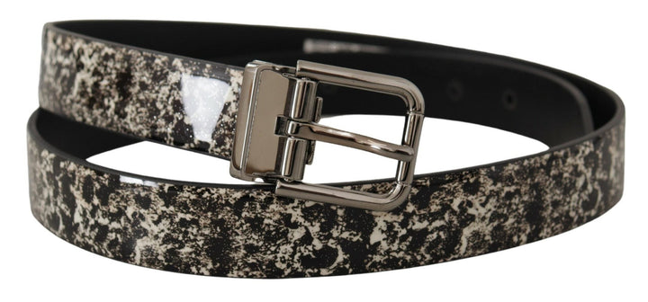  - Dolce & Gabbana Elegant Black Marble Print Leather Belt - BEL8440 - 90 - Ask Me Wear