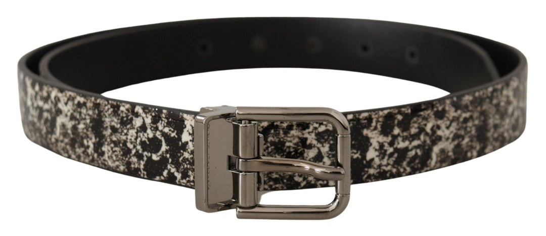  - Dolce & Gabbana Elegant Black Marble Print Leather Belt - BEL8440 - 90 - Ask Me Wear