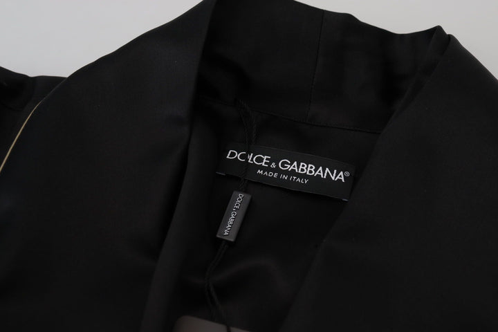  - Dolce & Gabbana Elegant Black Silk Long Robe Coat - JKT3421 - 50 - Ask Me Wear