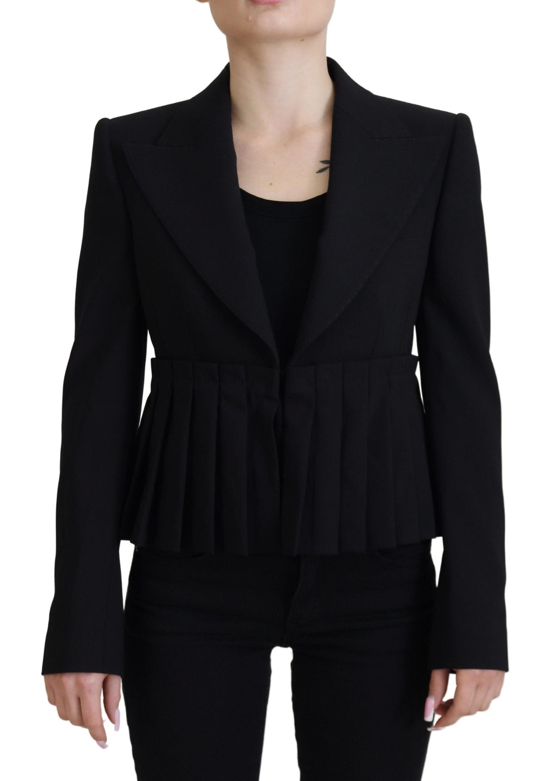  - Dolce & Gabbana Elegant Black Stretch Wool Blazer - JKT3483 - 38 - Ask Me Wear